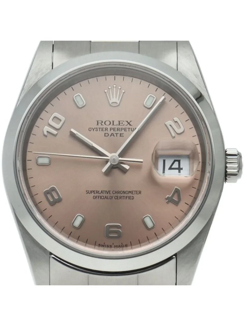 Rolex Oyster Perpetual Date Watch SS Pink